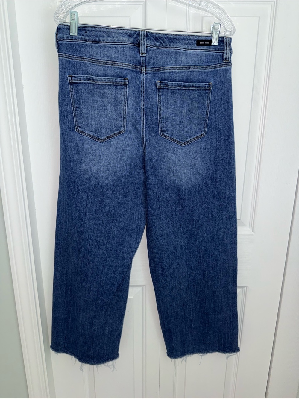 Liverpool woman’s high-rise Wide-Leg raw hem cropped Jeans in Dark‎ Blue 12/31 - Picture 7 of 16